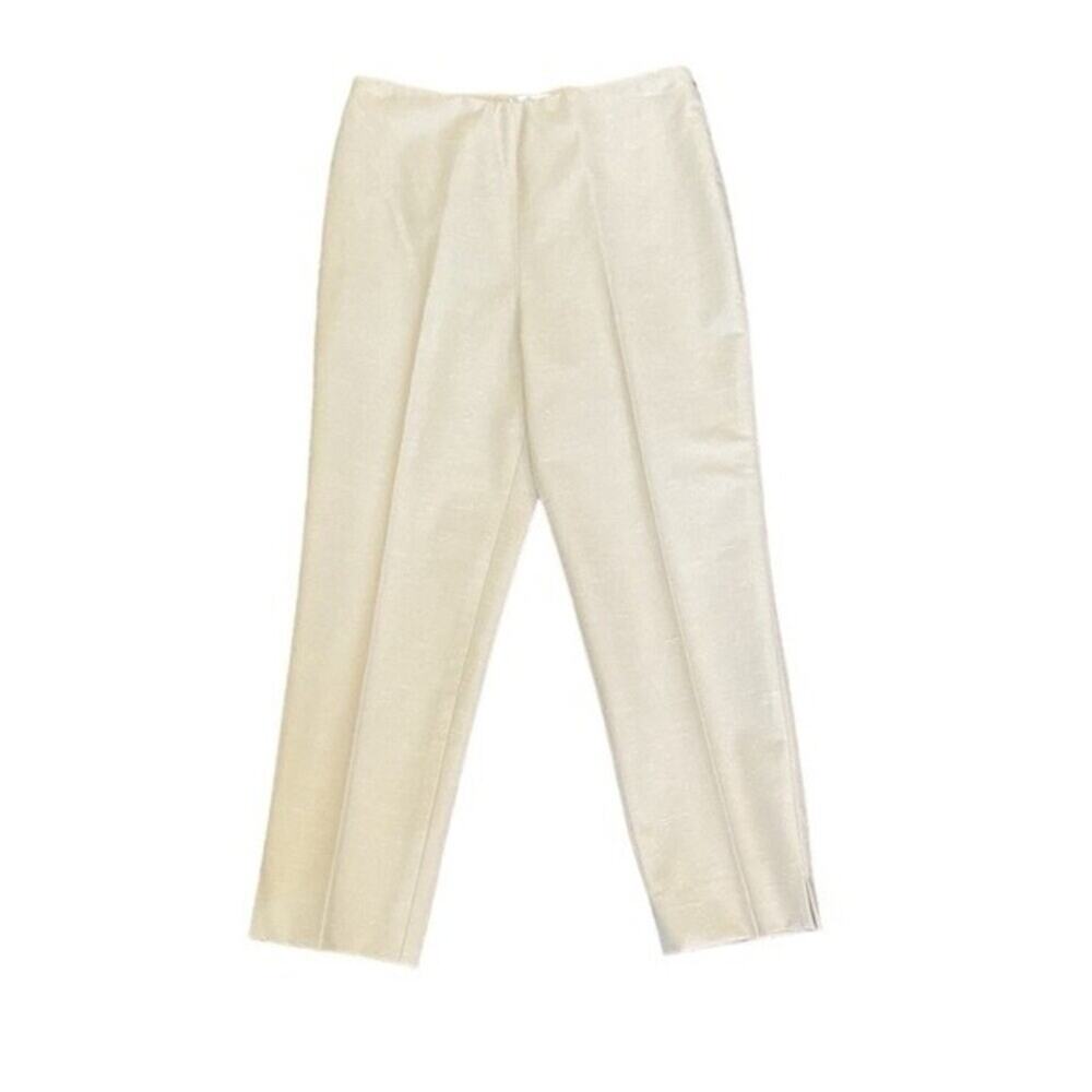 Gunex Pants Beige Ankle Split Dress Slacks Trousers Beige Made in Italy Size 6